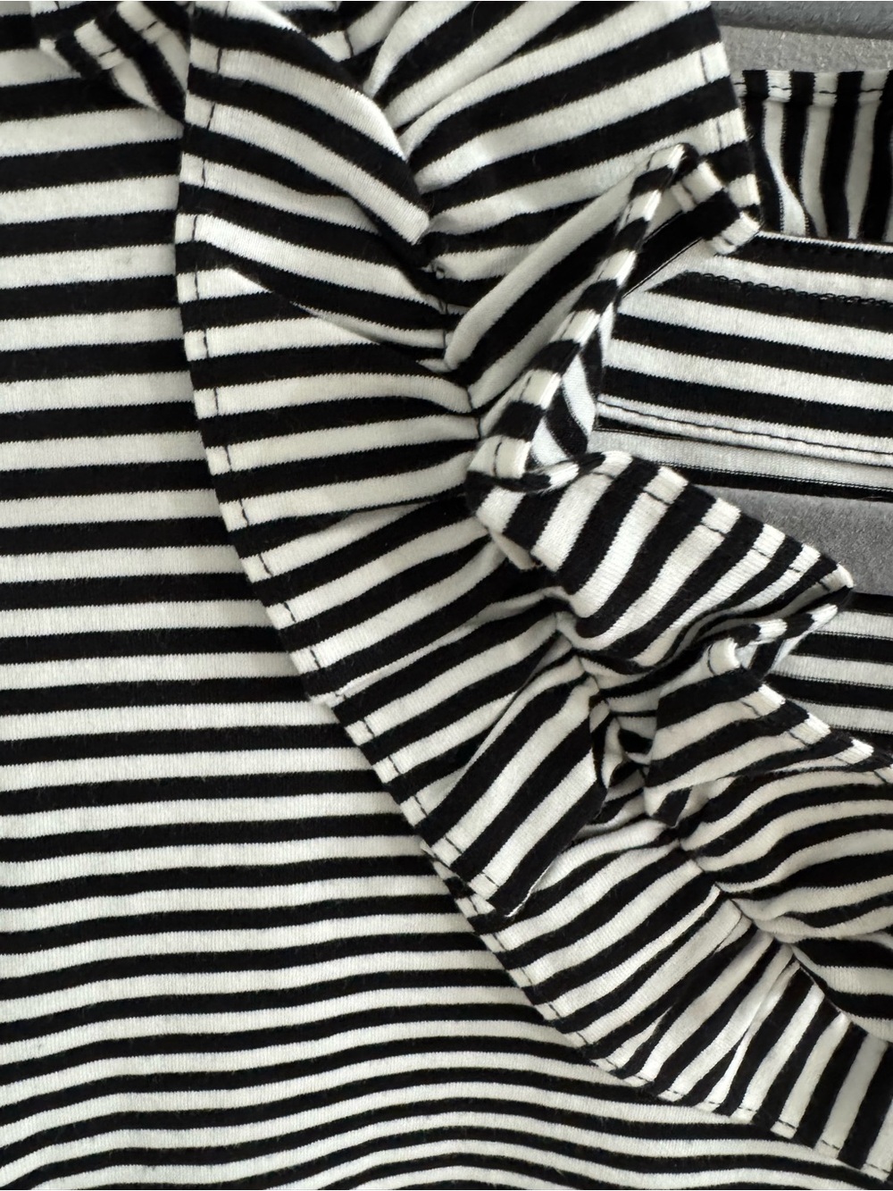 Talbots Black & White Striped Ruffle-Neck Mid Dress - Picture 3 of 4